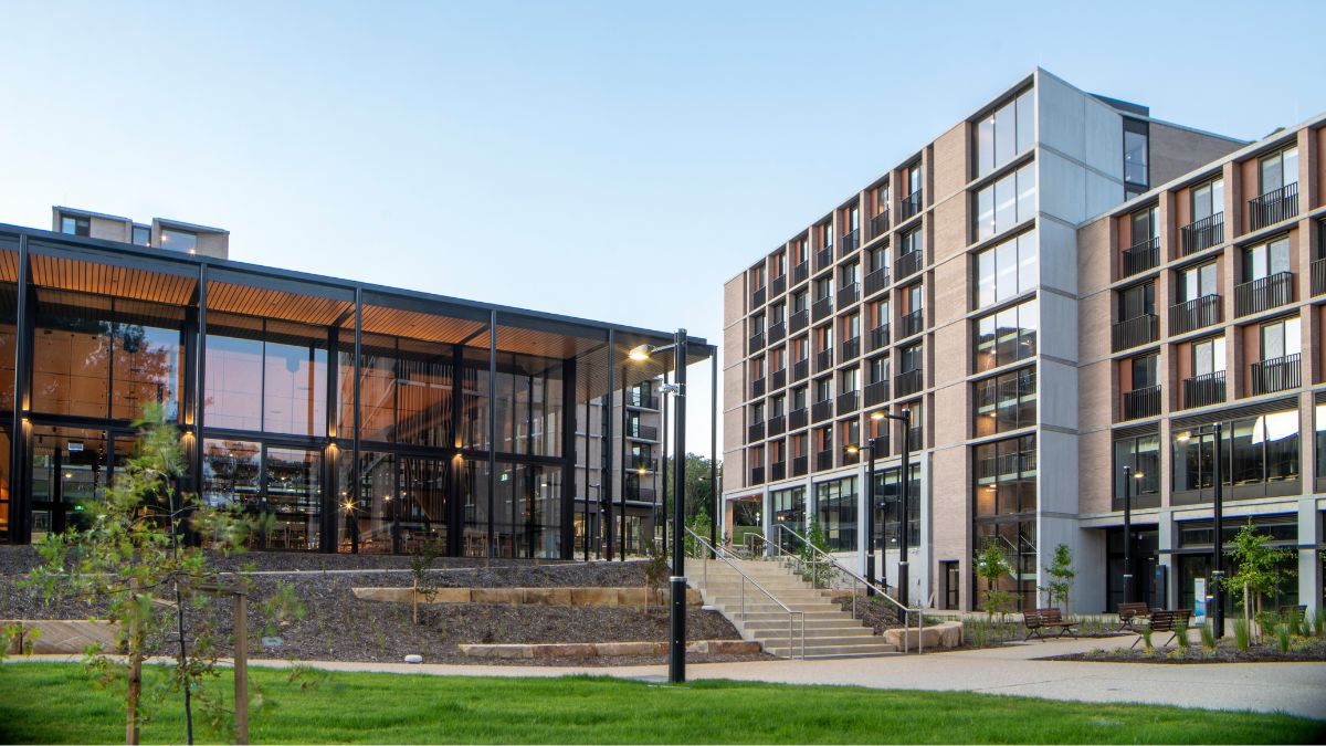 Exterior shot of Yukeembruk Village student accommodation at ANU 