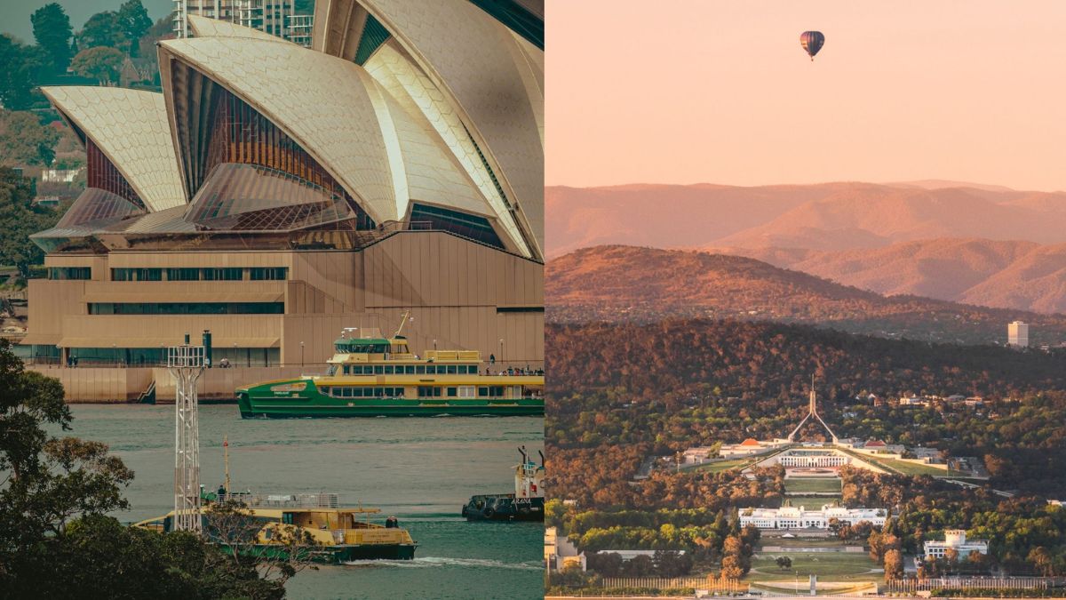 Half of Sydney landscape and half of Canberra landscape. 