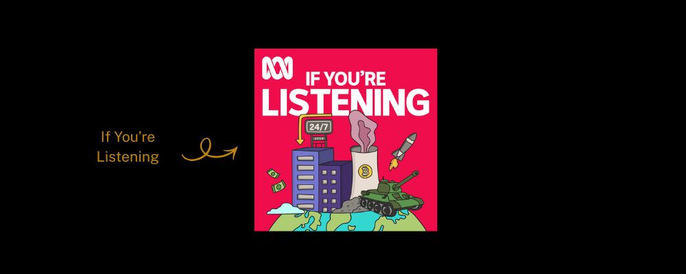 The logo of the If You’re Listening podcast set against the ANU brand colours.