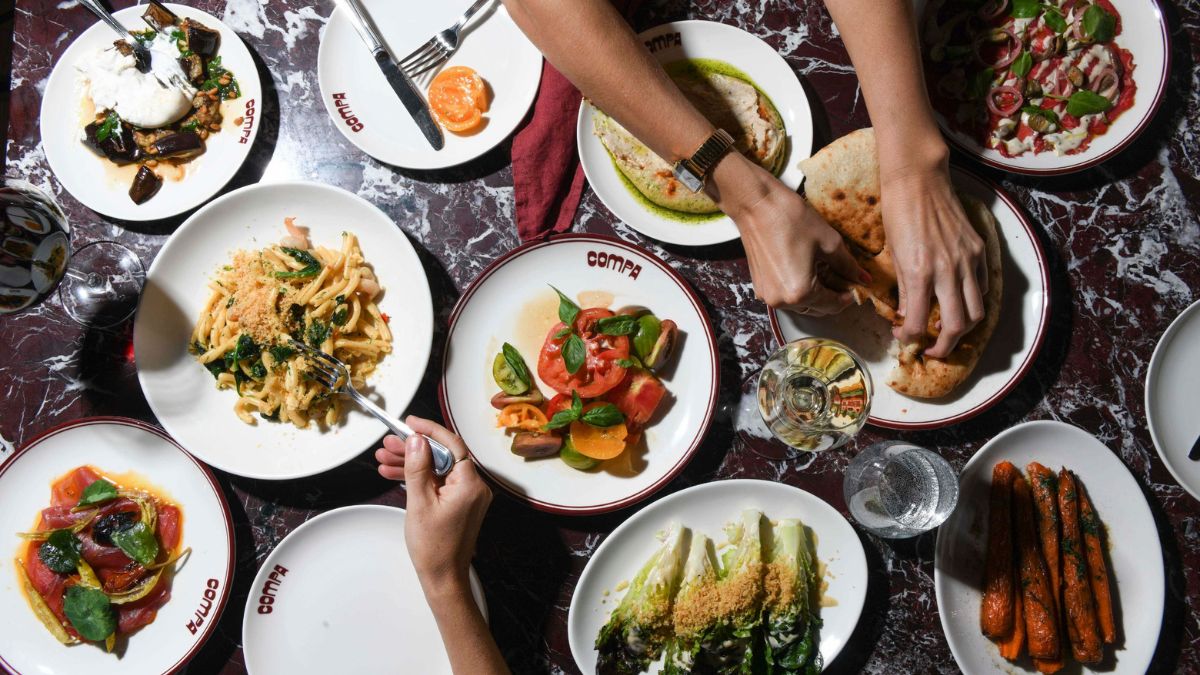 A table of food at Compa restaurant in Canberra city.
