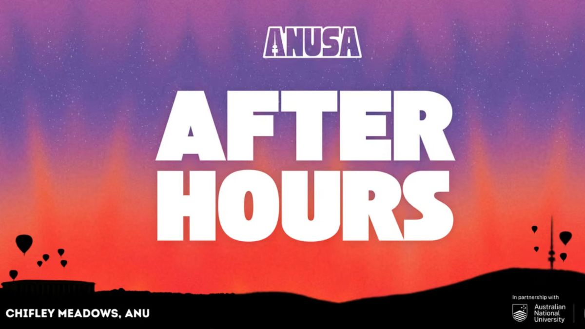 Graphic design event poster of After Hours music festival run by ANU and ANUSA.